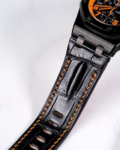 Bespoke Watch Strap in Jet Black Crocodile