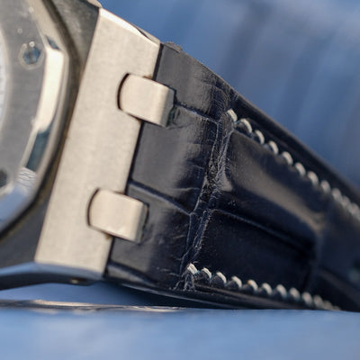 Bespoke Watch Strap in Navy Blue Crocodile