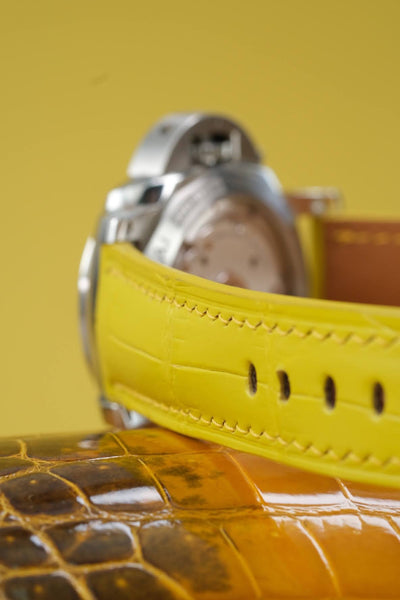 Bespoke Watch Straps in Yolk Yellow Crocodile