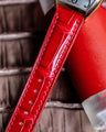 Bespoke Watch Strap in Ferrari Red Crocodile