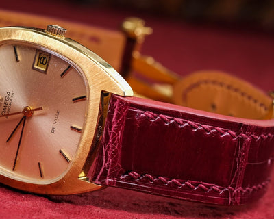 Bespoke Watch Strap in Maroon Red Crocodile