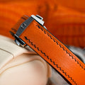 Bespoke Watch Strap in Orange Chevre