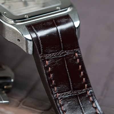 Bespoke Watch Strap in Chocolate Brown Crocodile