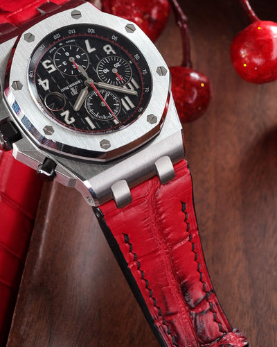 Bespoke Watch Strap in Red Himalayan Crocodile