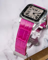 Bespoke Watch Strap in Fuchsia Pink Crocodile