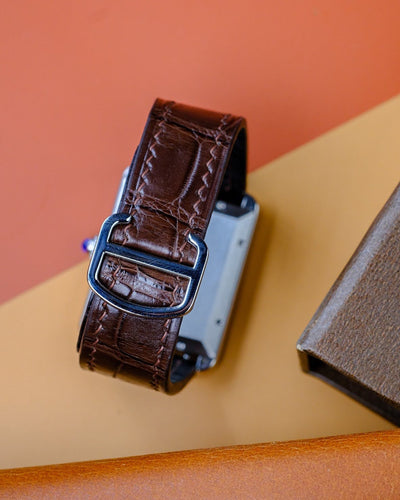 Bespoke Watch Strap in Brown Crocodile