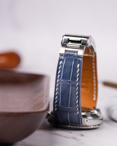 Bespoke Watch Strap In Icy Blue Alligator