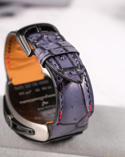 Bespoke Watch Strap in Grey Rubbed Off Crocodile
