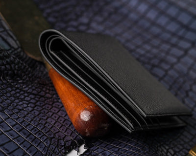 Bespoke Bifold Wallet in Black Chevre