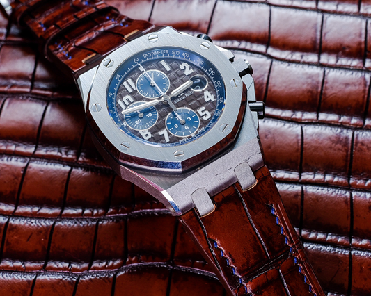 Bespoke Watch Strap in 2 Tone Dark Brown Crocodile