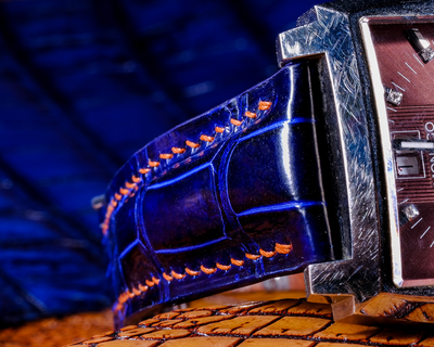 Bespoke Watch Strap in Electric Blue Crocodile