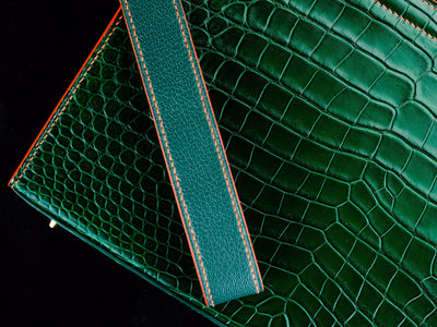 Bespoke Clutch Bag in Pine Green Crocodile