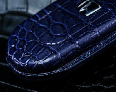 Bespoke Key Fob Cover in Electric Blue Crocodile