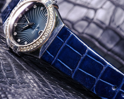Bespoke Watch Strap in Electric Blue Crocodile