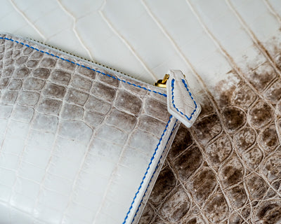Bespoke Zipper Wallet in Natural Himalayan Crocodile