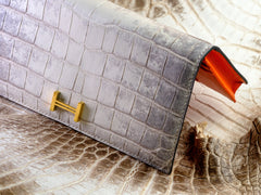 Bespoke Long Wallet in Natural Himalayan Crocodile – Solitaire