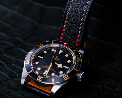 Bespoke Watch Strap in Black Chèvre