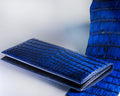Bespoke Long Wallet in 2 Tone Electric Blue Crocodile