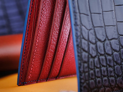 Bespoke Bifold Wallet in Grey Rubbed Off Crocodile