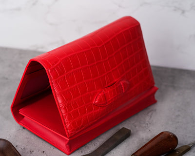 Bespoke Long Wallet in Ferrari Red Crocodile