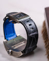 Bespoke Watch Strap in Black Silver Crocodile