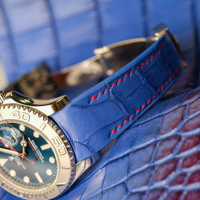 Bespoke Watch Strap in Electric Blue Himalayan Crocodile