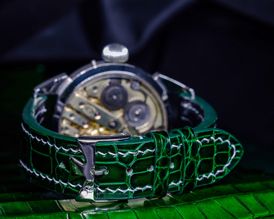 Bespoke Watch Strap in Hunter Green Crocodile