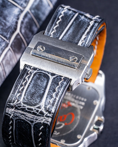 Bespoke Watch Strap in Black Silver Alligator