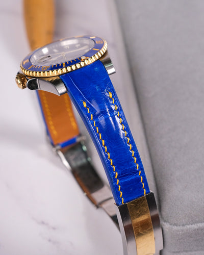 Bespoke Watch Strap in Electric Blue Crocodile