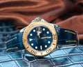 Bespoke Watch Strap in Peacock Blue Crocodile