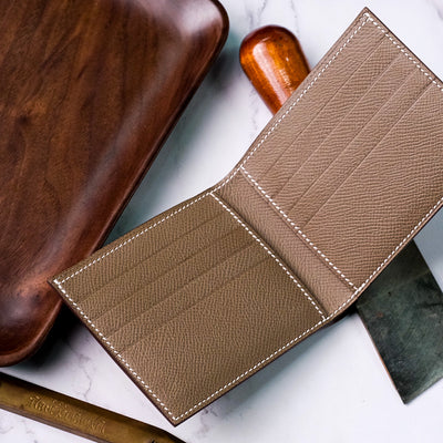 Bespoke Bifold Wallet in Taupe Epsom