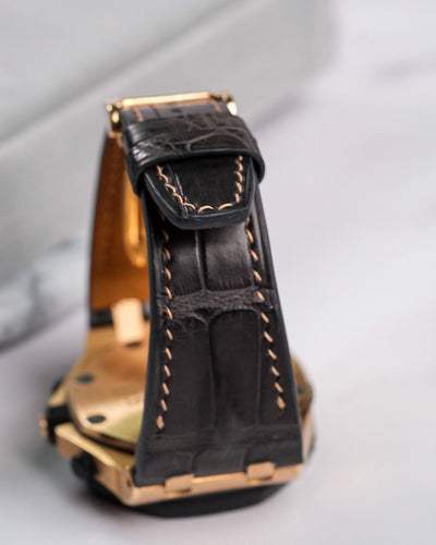 Bespoke Watch Strap in Charcoal Grey Alligator