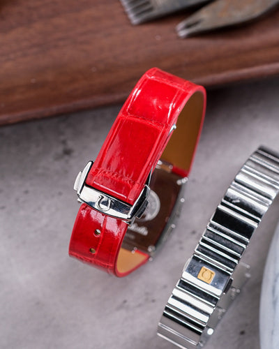Bespoke Watch Strap in Ferrari Red Crocodile