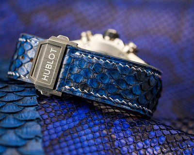 Bespoke Watch Strap in Electric Blue Python