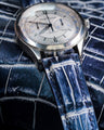 Bespoke Watch Strap in Tainted Blue Snowflake Crocodile