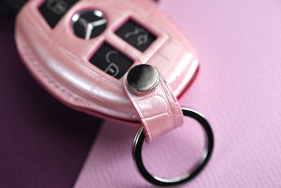 Bespoke Key Fob Cover in Baby Pink Crocodile
