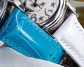 Bespoke Watch Straps in Miami Blue & White Crocodile