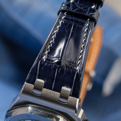 Bespoke Watch Strap in Navy Blue Crocodile