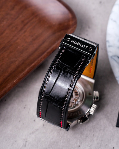 Bespoke Watch Strap in Black Crocodile