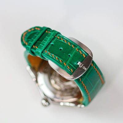 Bespoke Watch Strap in Emerald Green Crocodile
