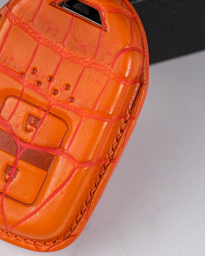 Bespoke Key Fob Cover in 2 Tone Orange Crocodile