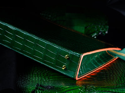 Bespoke Clutch Bag in Pine Green Crocodile