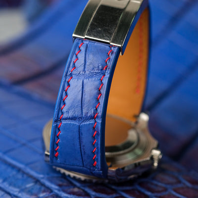 Bespoke Watch Strap in Electric Blue Himalayan Crocodile