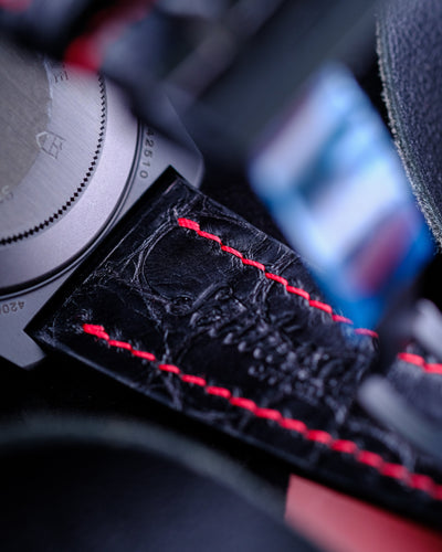 Bespoke Watch Strap in Black Crocodile