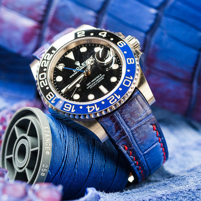 Bespoke Watch Strap in Electric Blue Himalayan Crocodile