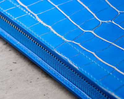 Bespoke Clutch Bag in 2 Tone Blue Silver Alligator