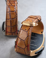 Bespoke Watch Strap in 2 Tone Chestnut Brown Crocodile