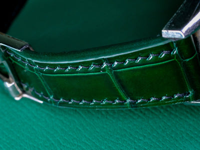 Bespoke Watch Strap in Hunter Green Crocodile