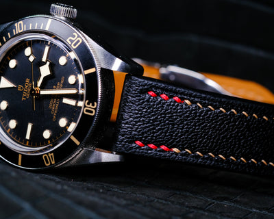 Bespoke Watch Strap in Black Chèvre