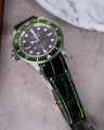 Bespoke Watch Strap in Hunter Green Crocodile